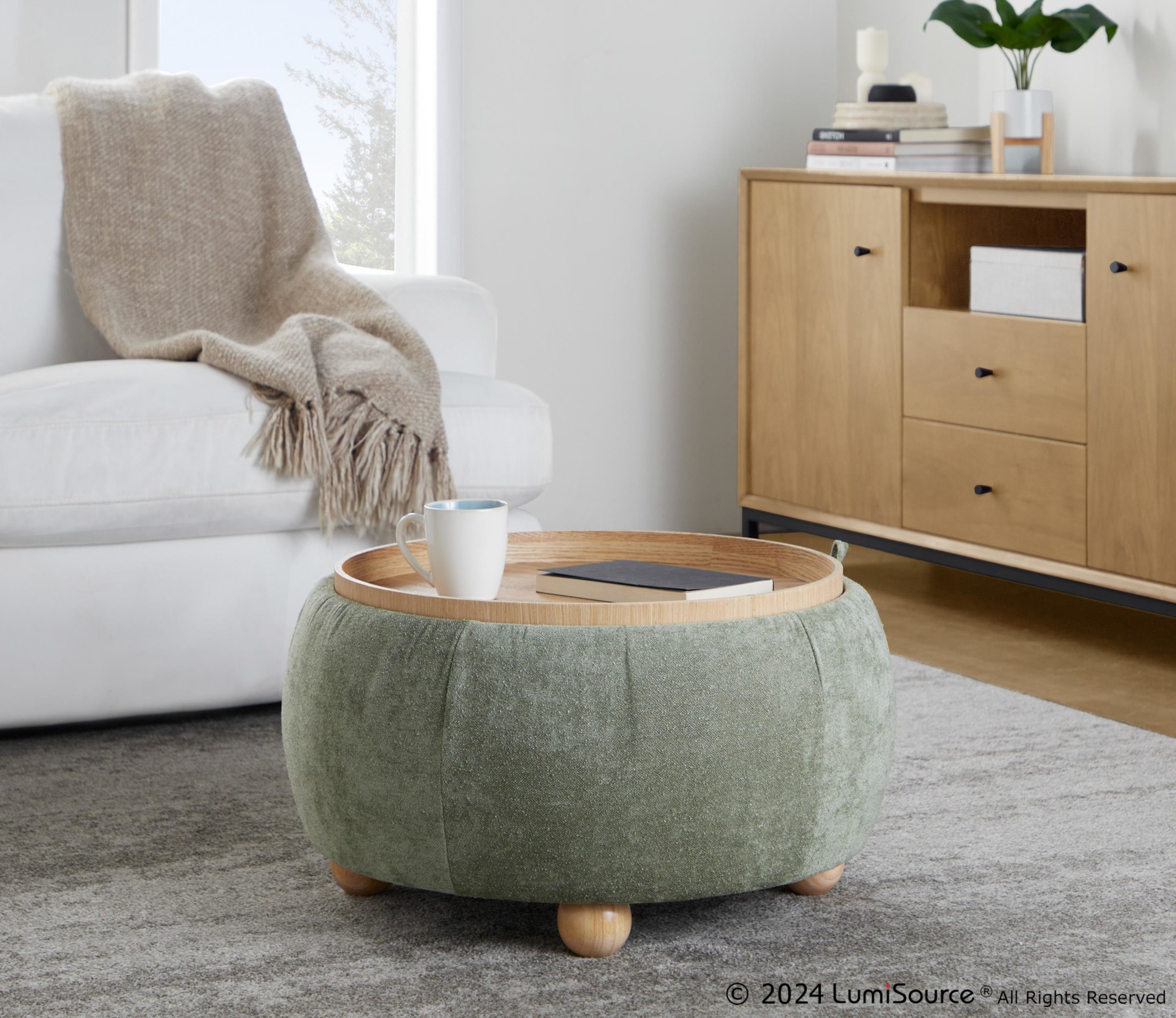 Tray Pouf Storage Ottoman